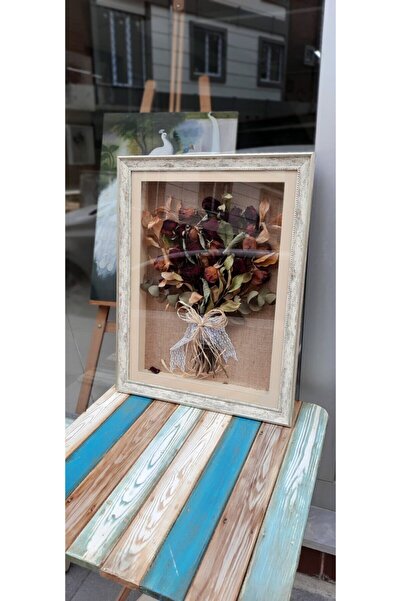 Sevcan sanat atölyesi 40×50 Cream Antique Laminated, Glass Flower Frame Memory Frame