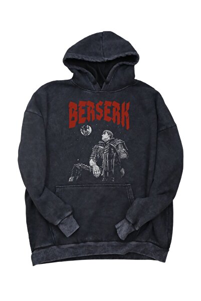 Fuddy Moda Hanorac oversize Berserk cu glugă, lavabil, unisex, cu imprimeu an...