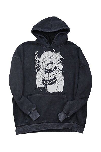 Fuddy Moda Hanorac oversize cu glugă imprimat Himiko, lavabil, unisex, hanora...