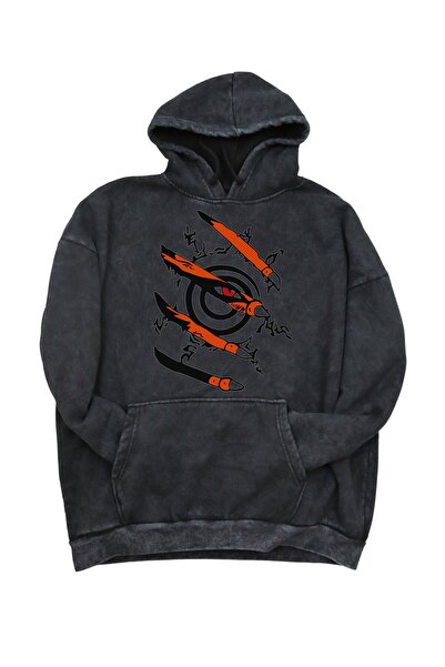 Fuddy Moda Hanorac cu glugă oversize unisex cu imprimeu Naruto Kurama - Hanor...