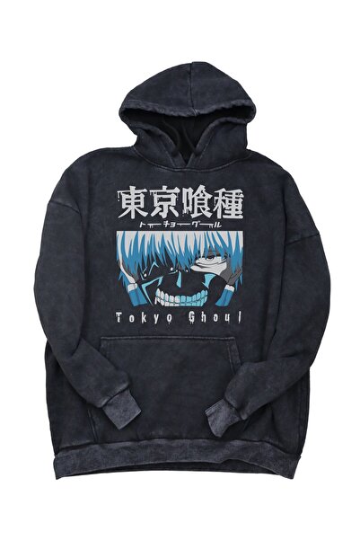 Fuddy Moda سويت شيرت كبير الحجم مطبوع عليه طوكيو غول للجنسين - هوديي عتيق بغط...