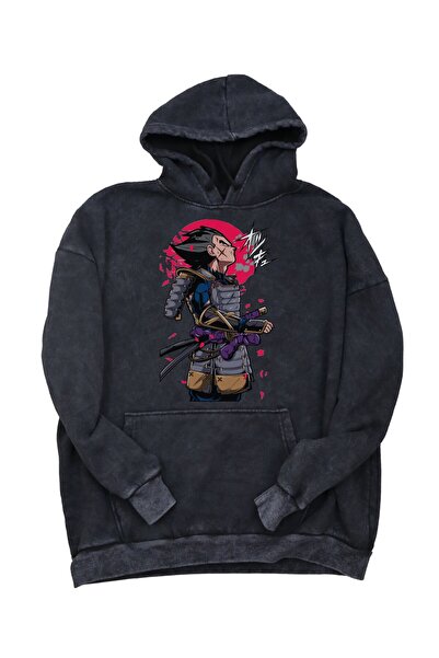 Fuddy Moda Hanorac unisex supradimensionat cu glugă cu imprimeu Super Saiyaji...