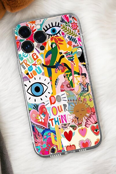 mooodcase iPhone 16 Pro Max Uyumlu Fun Desenli Premium Silikonlu Şeffaf Telefon Kılıfı