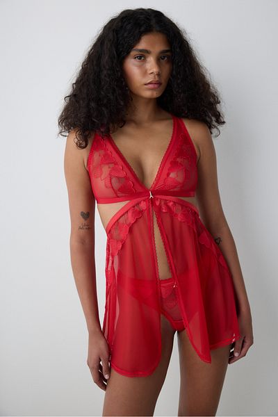 Penti Herzförmiges rotes Babydoll – Loves Paris-Kollektion