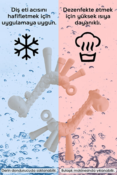 Meleni Baby Zürafa Silikon Diş Kaşıyıcı - Bebek Diş Kaşıyıcı Hayvan Figürlü Oyuncak Dişlik - Bej