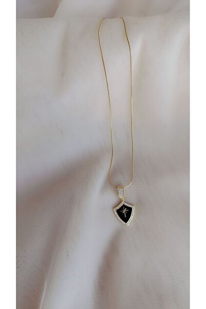 karan jewel Kuzey yıldızı siyah gold çelik kolye