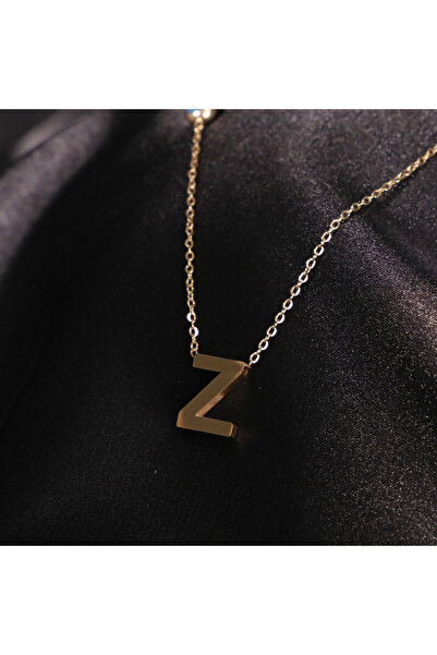 FOURSOLOS Çelik Kadın Kolye, Gold Renk Harf Kolye, Nazar Boncuklu No.137A