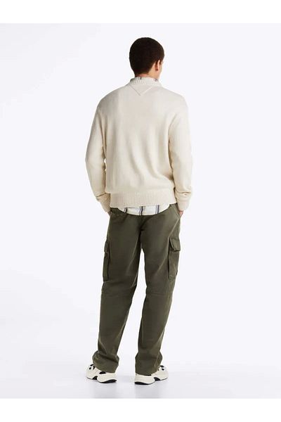 Tommy Hilfiger Tommy Jeans Tjm Reg Varsıty Crew Sweater Ext Men's White Sweater Dm0Dm21114Acg