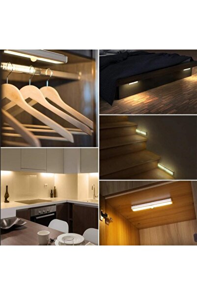 sgeteknoloji 10 Led Beyaz Işık Hareket Sensörlü Şarjlı Elbise Dolabı Çalışma Masası Ev Led Lamba Işık