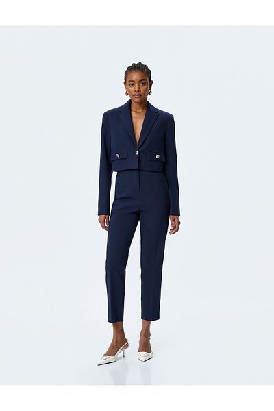 Koton Slim-Fit-Hose aus Stoff mit hoher Taille und Zigarettenausschnitt