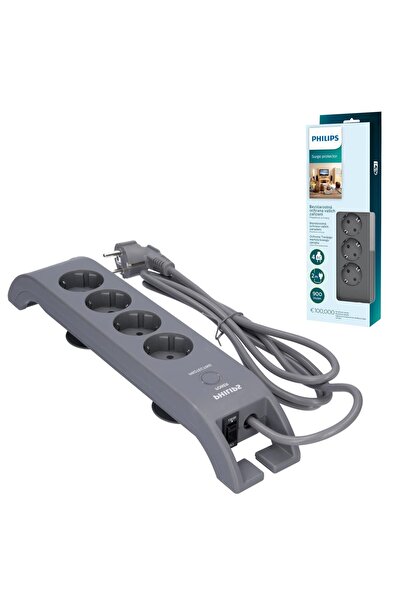 Philips Spn-3140a/62 4lü Akım Korumalı Priz 2 Metre Anahtarlı 900 Joule