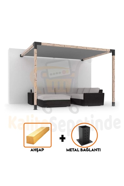 Kalite Sepetinde DUVARA MONTE GÖLGELİKLİ PERGOLA SETİ 10X10 KOMPLE SET