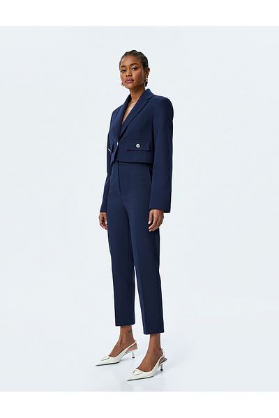 Koton Slim-Fit-Hose aus Stoff mit hoher Taille und Zigarettenausschnitt