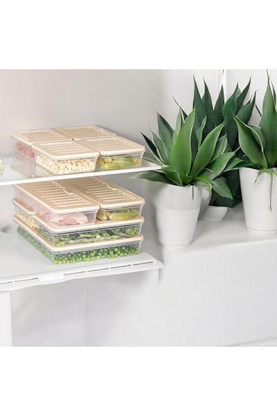EsmoHome 1200 ml Freezer and Microwave Food Storage Containers - Set of 4 (Anthracite & Cream)