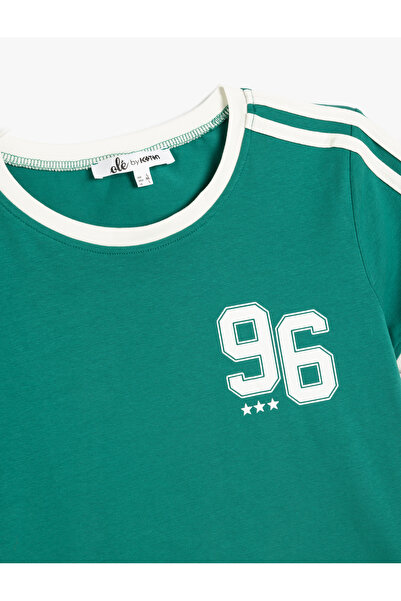 Koton College Print Bias Crew Neck Short Sleeve Slim Fit T-Shirt