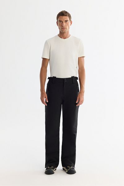 Avva Black Men's Ski Pants - Water Repellent, Windproof, Snap Fastener Waist Adjustable A42Y3125