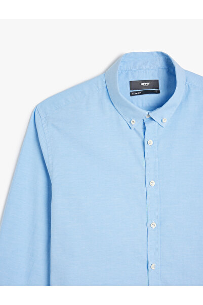 Koton Бавовняний комір на ґудзиках, приталений з довгим рукавом Сорочка