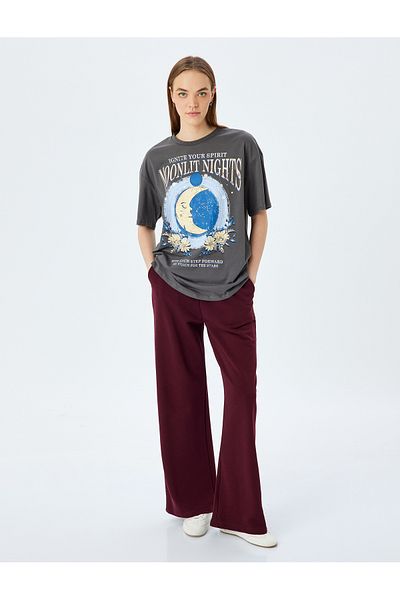 Koton Printed Oversize Crew Neck Short Sleeve T-Shirt