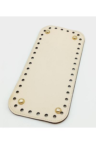 Nusrat Bilişim Geanta din piele artificiala crem - dreptunghiulara 25x12 cm, cu aparat auriu deschis
