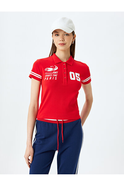 Koton Тениска с къс ръкав и поло яка, с копчета и щампа