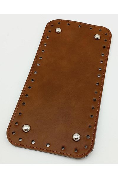 Nusrat Bilişim Geanta dreptunghiulara din piele artificiala de culoare bronzata 25x12 cm - Baza cu atastra argintie