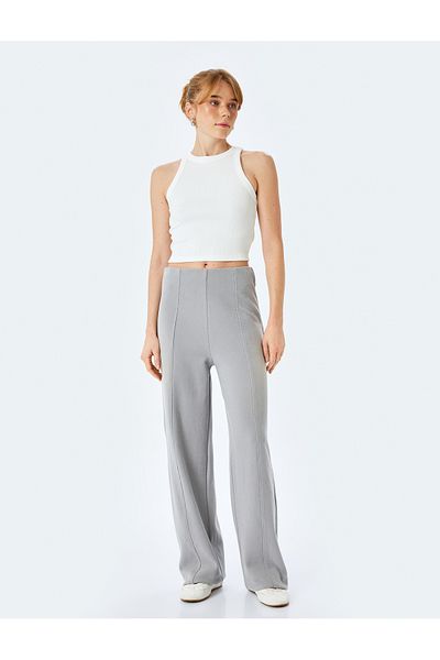 Koton Ribbed Detailed Straight Wide Leg Sweatpants