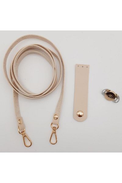Nusrat Bilişim Set telefon crem din piele artificială - Accesoriu geantă metalică aurie deschisă