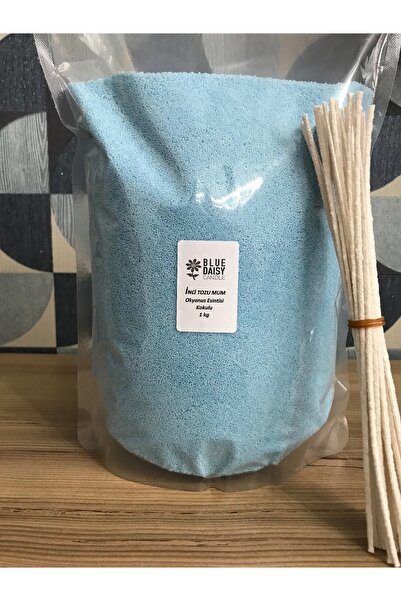 BlueDaisyCandle 1 Kg MAVİ renkli OKYANUS ESİNTİSİ kokulu Inci Tozu Mum ( 25 Adet 20 Cm Fitil Ile ) Toz Mum Kum Mum