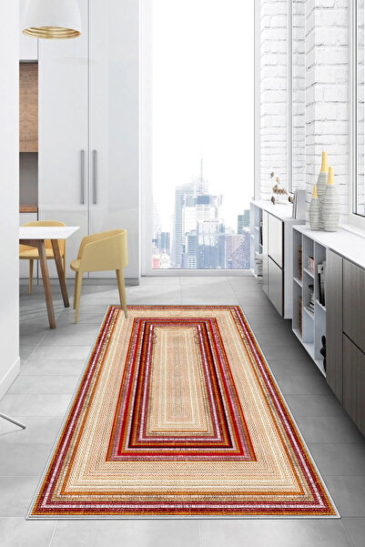 G&C HOME Dijital Kaymaz Yıkanabilir Modern Renkli  Hasır Desenli Mutfak Halıs...