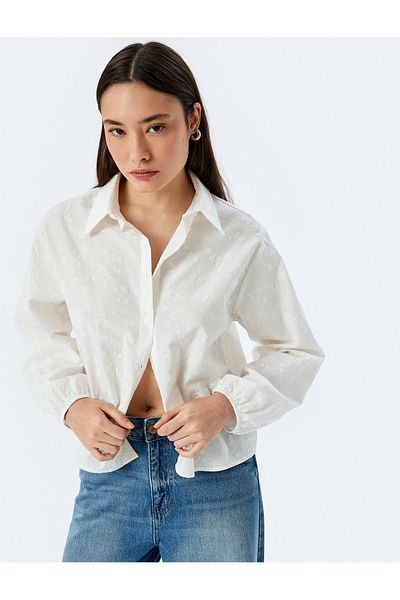 Koton Πουκάμισο με μακρυμάνικο γιακά Scallop Classic