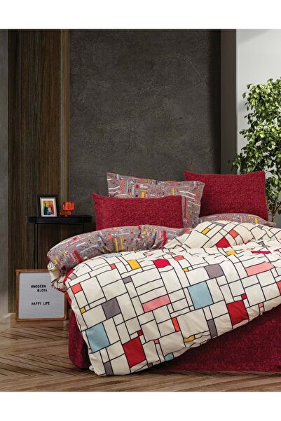 Cotton Box Modern Ranforce Tek Kişilik Nevresim Takımı-joya Bordo