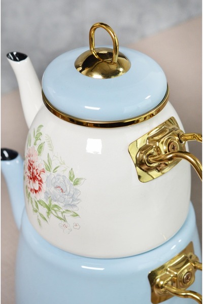 Bayev Clodia Blue Floral Retro Teapot - Enamel 201339