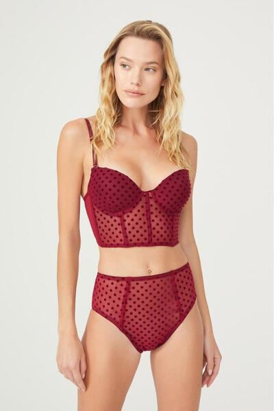 Trade Bazaar Set bustieră cu buline Cansoy Burgundy