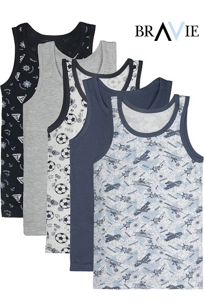Bravie Colorful Sports Themed Illustrated Boy Undershirt