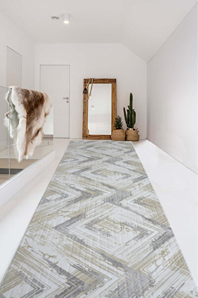 Babil Home Non-Slip Base Cutting Runner Living Room Hallway Kitchen Carpet Ymr5014 Cream