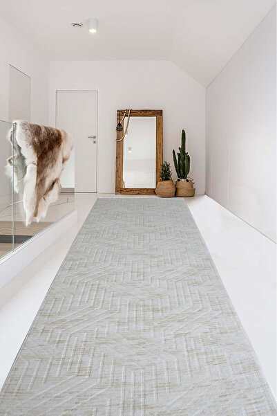 Babil Home Non-Slip Base Cutting Runner Living Room Hallway Kitchen Carpet Ymr5015 Cream