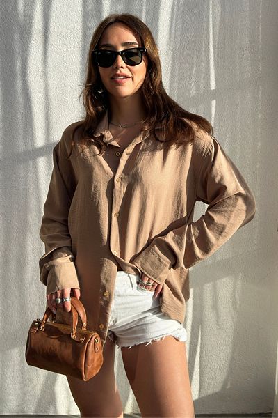 King Brothers Cămașă oversize Boyfriend din in colorat sezon nou
