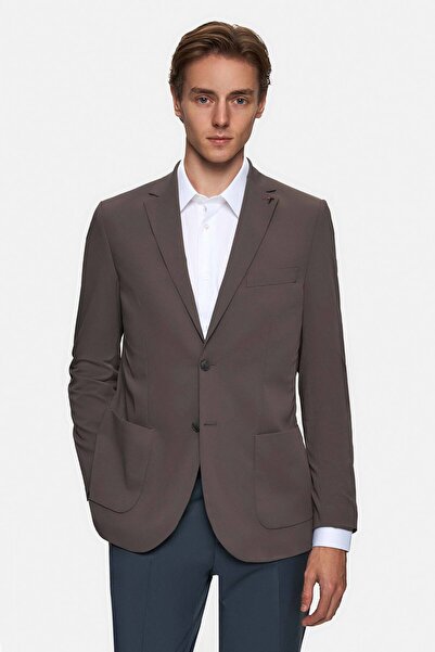 Tween Slim Fit Füme Düz Kumaş Ceket