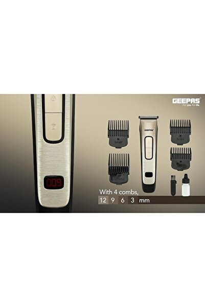 Geepas Rechargeable Hair Clipper|High Capacity Battery| Includes 4 Comb Attachments| Precision Steel Blade
