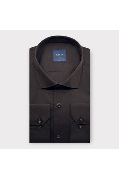 KAMER ERKEK REGULAR FIT TERİKOTON KAHVERENGİ GÖMLEK 3400K