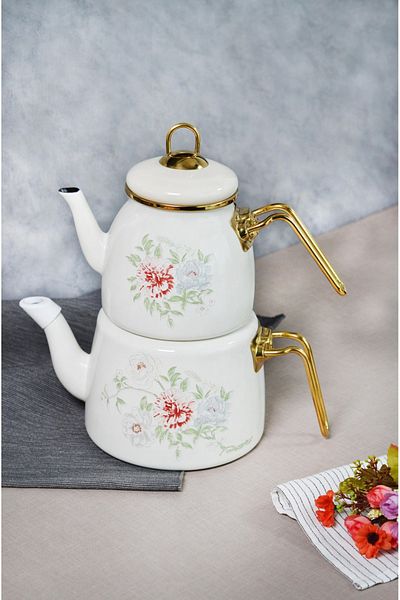 Bayev Retro Clodia Floral Patterned Teapot - Enamel 201342