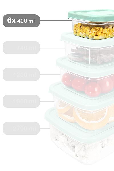Meleni Home 6 Pieces Green 400ml Food Storage Container - Microwavable Organizer Organizer