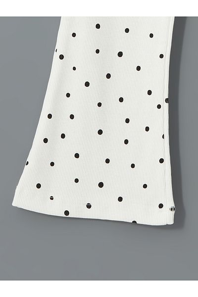 LC Waikiki Polka Dot Girl's Flared Leggings with Elastic Waist