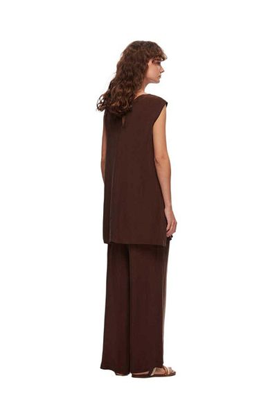 MISS DALIDA Coffee Sleeveless Cupro Tunic T24Y-6007