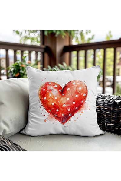 Evmila Husă de pernă din catifea imprimată pe două fețe cu model de inimă specială de Ziua Îndrăgostiților - 43x43 cm