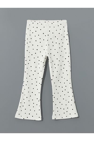 LC Waikiki Polka Dot Girl's Flared Leggings with Elastic Waist