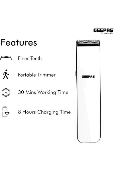 Geepas Rechargeable Hair Clipper, Stainless Steel Precision Cutting Blade,