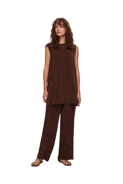 MISS DALIDA Coffee Sleeveless Cupro Tunic T24Y-6007