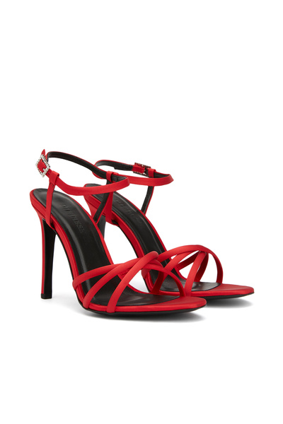 Dıvarese Kırmızı Saten Sandalet