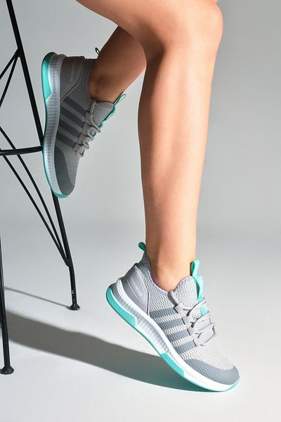 PowerSpeed Unisex Gray Green Comfortable Stripe Lace-Up Sneakers